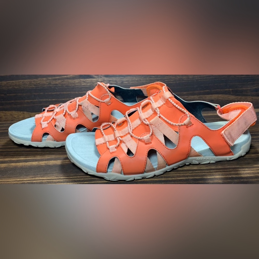Merrell Terran Cage Womens Size 10 Shoes Goldfish Pink Back Strap Sport Sandals